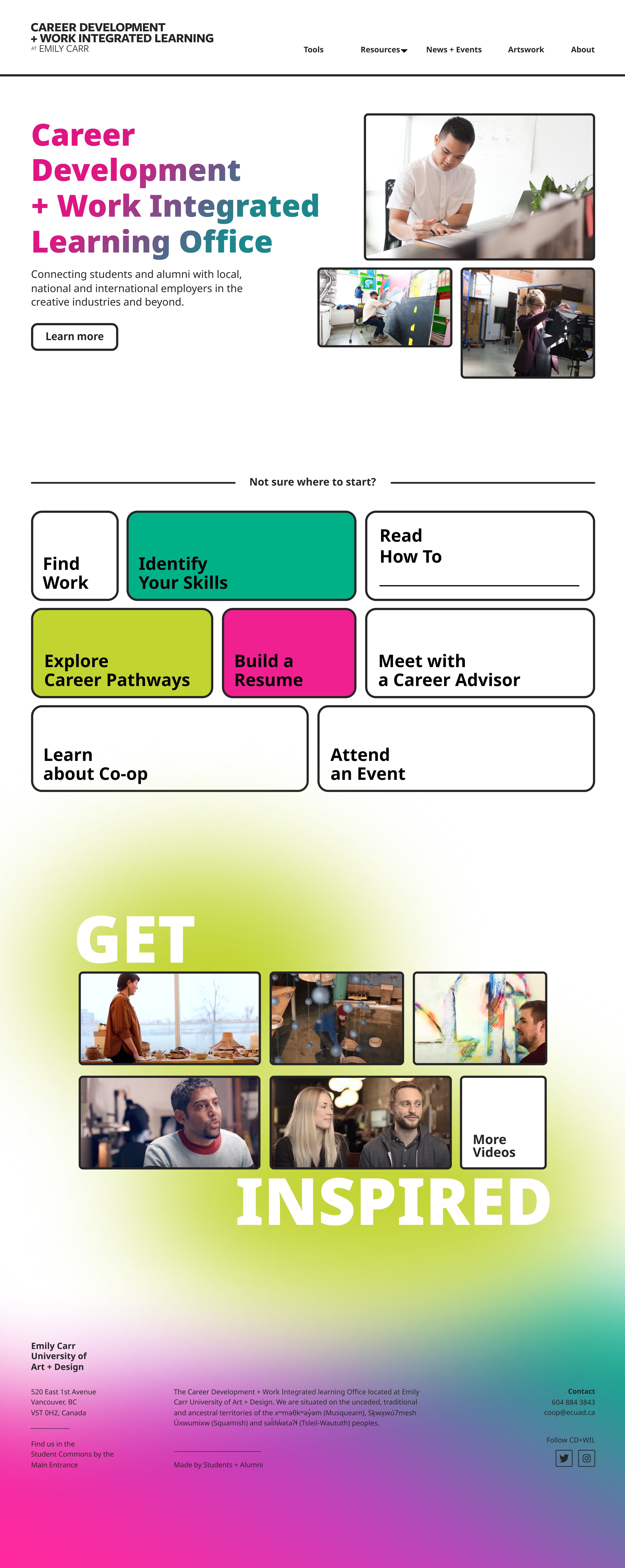 The Creative Careers homepage